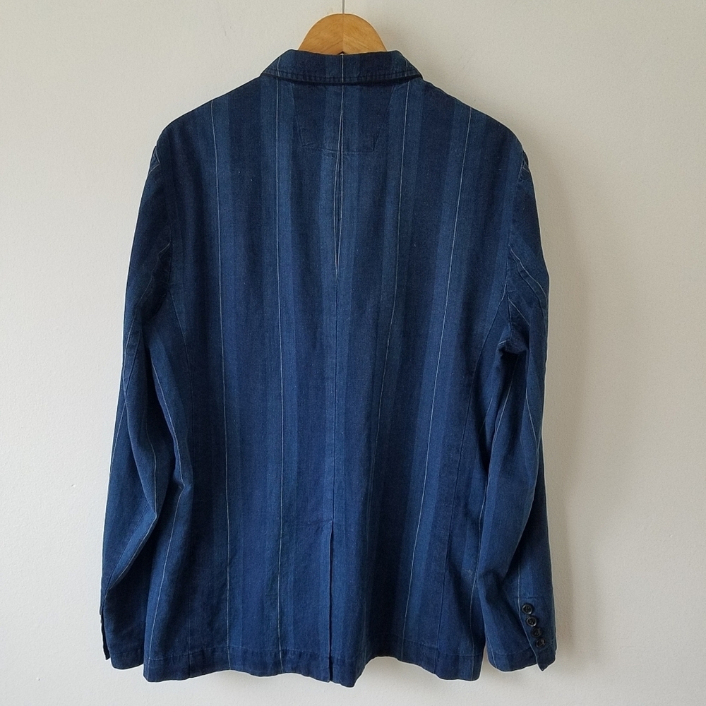 John Varvatos USA Linen Blend Pinstripe Navy Blazer Jacket Size 42 - Picture 3 of 13
